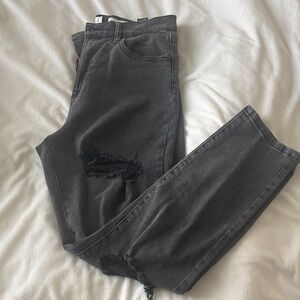 Black Distressed High-Rise Skinny Jeans